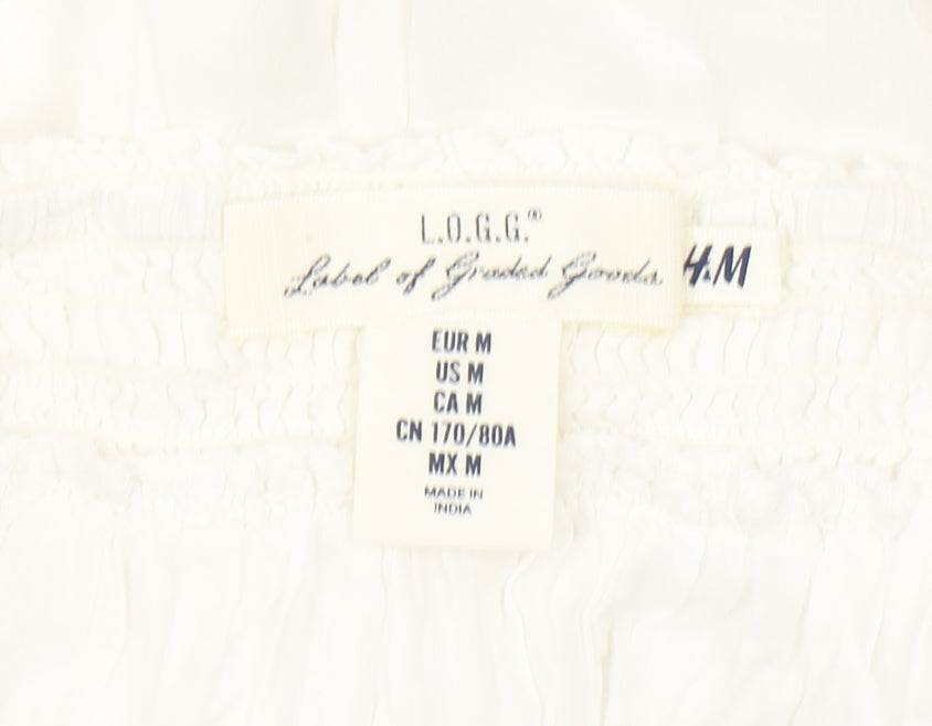 H&M Women's White Embroidered Short Skirt - Size 12