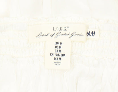 H&M Women's White Embroidered Short Skirt - Size 12