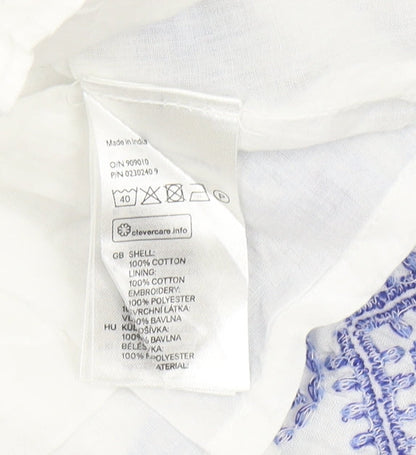 H&M Women's White Embroidered Short Skirt - Size 12