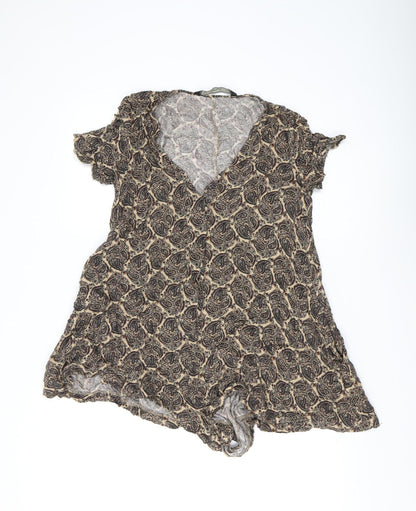 Zara Women's Brown Paisley Viscose Playsuit S