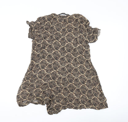 Zara Women's Brown Paisley Viscose Playsuit S