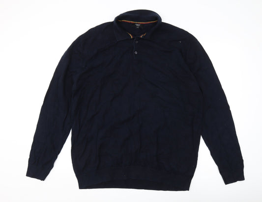 Next Men's Black 2XL Collared Pullover Jumper