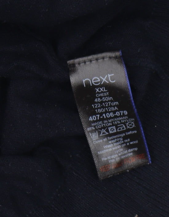 Next Men's Black 2XL Collared Pullover Jumper