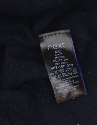 Next Men's Black 2XL Collared Pullover Jumper