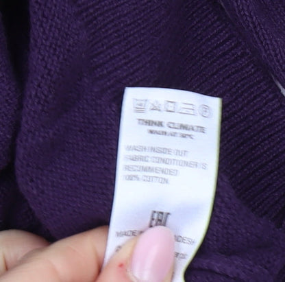 Marks & Spencer Men's Purple V-Neck Cotton Pullover M