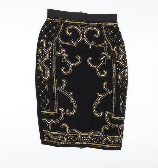 Miss Selfridge Black Beaded Women's Pencil Skirt Size 10