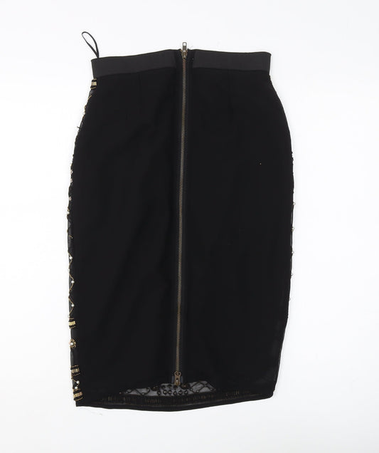 Miss Selfridge Black Beaded Women's Pencil Skirt Size 10