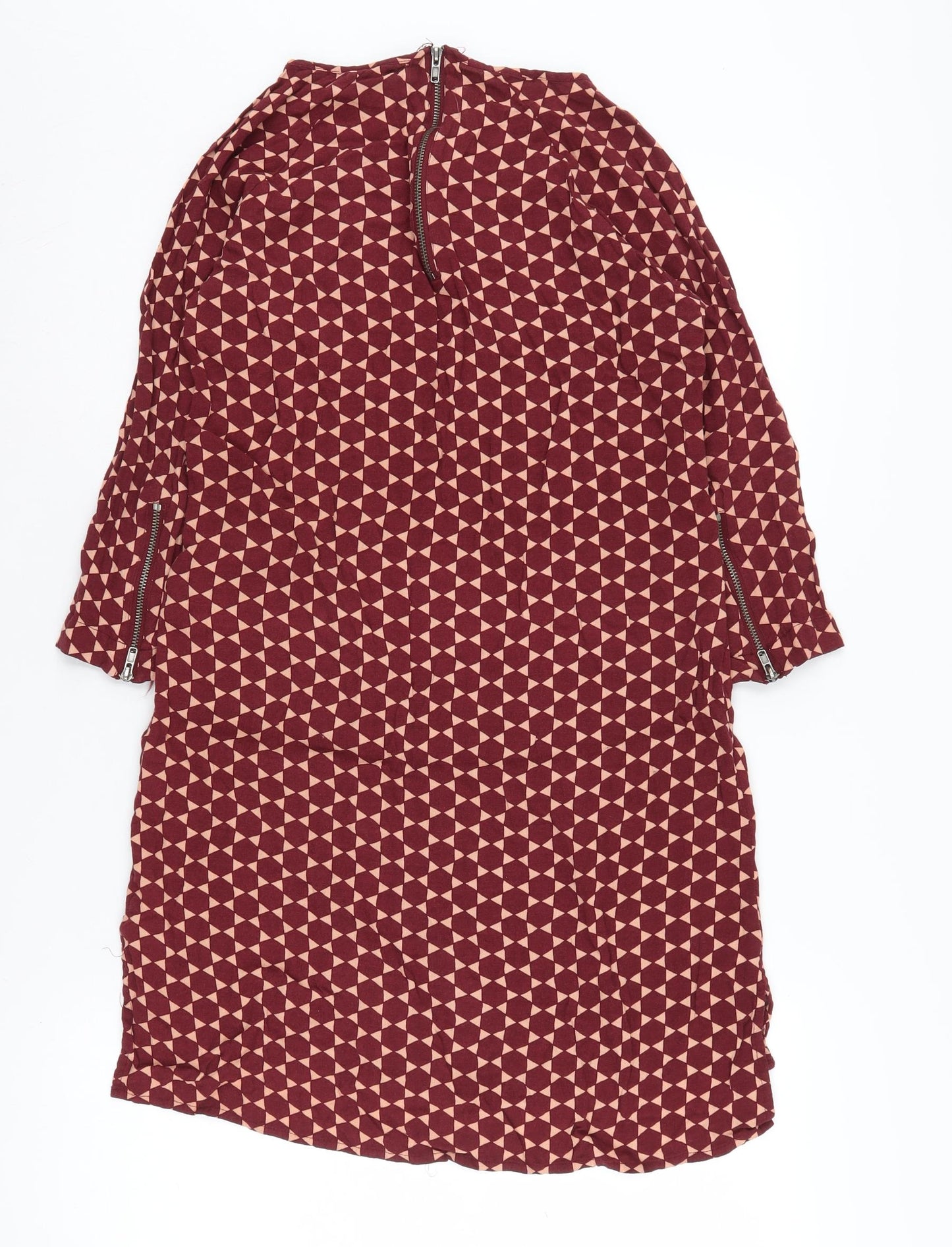 Ellos Women's Red Geometric Shift Dress Size 10