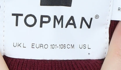 Topman Men's Red 1/2 Zip Jumper, L, Mock Neck