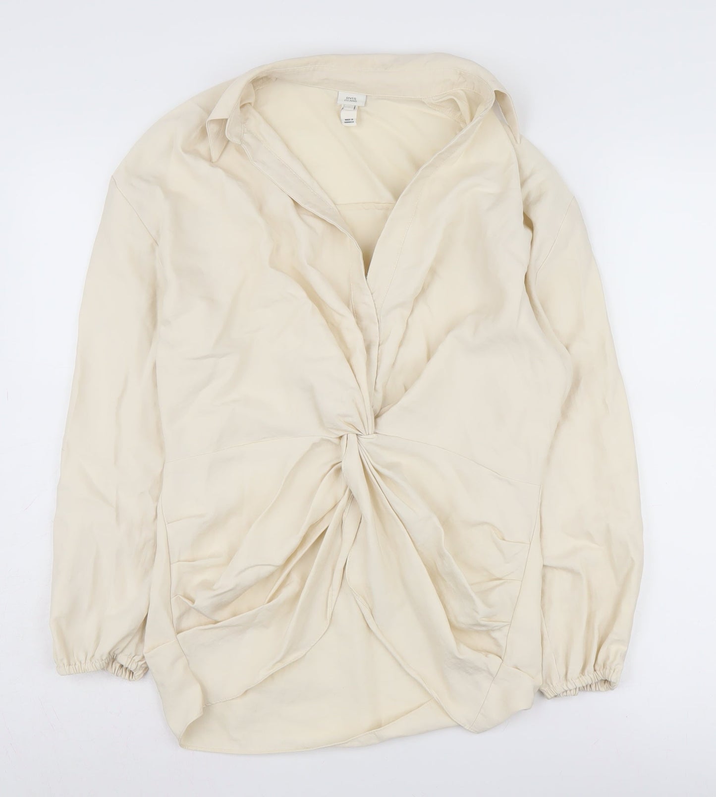 Womens UK Size 8 River Island Beige Wrap Blouse