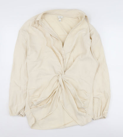 Womens UK Size 8 River Island Beige Wrap Blouse