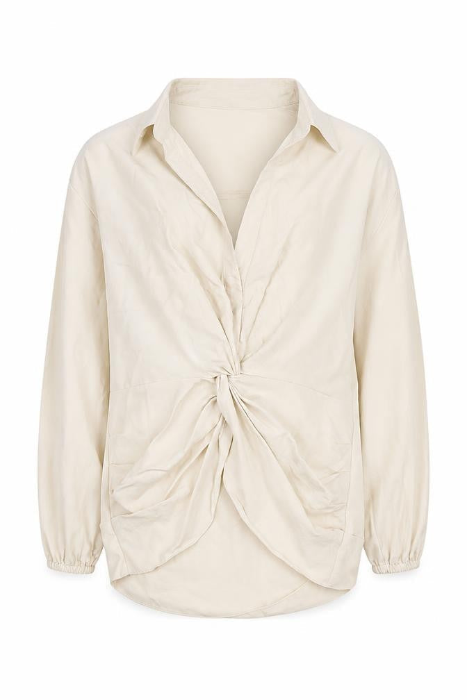Womens UK Size 8 River Island Beige Wrap Blouse