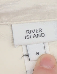Womens UK Size 8 River Island Beige Wrap Blouse