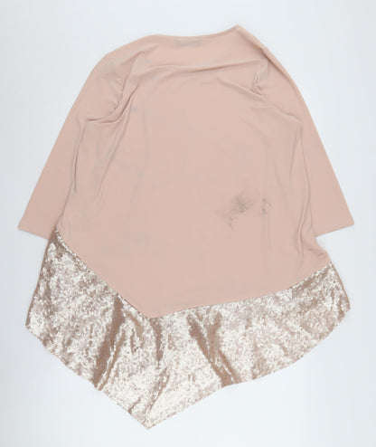 Just Be You Beige Sequin Tunic Blouse M Women