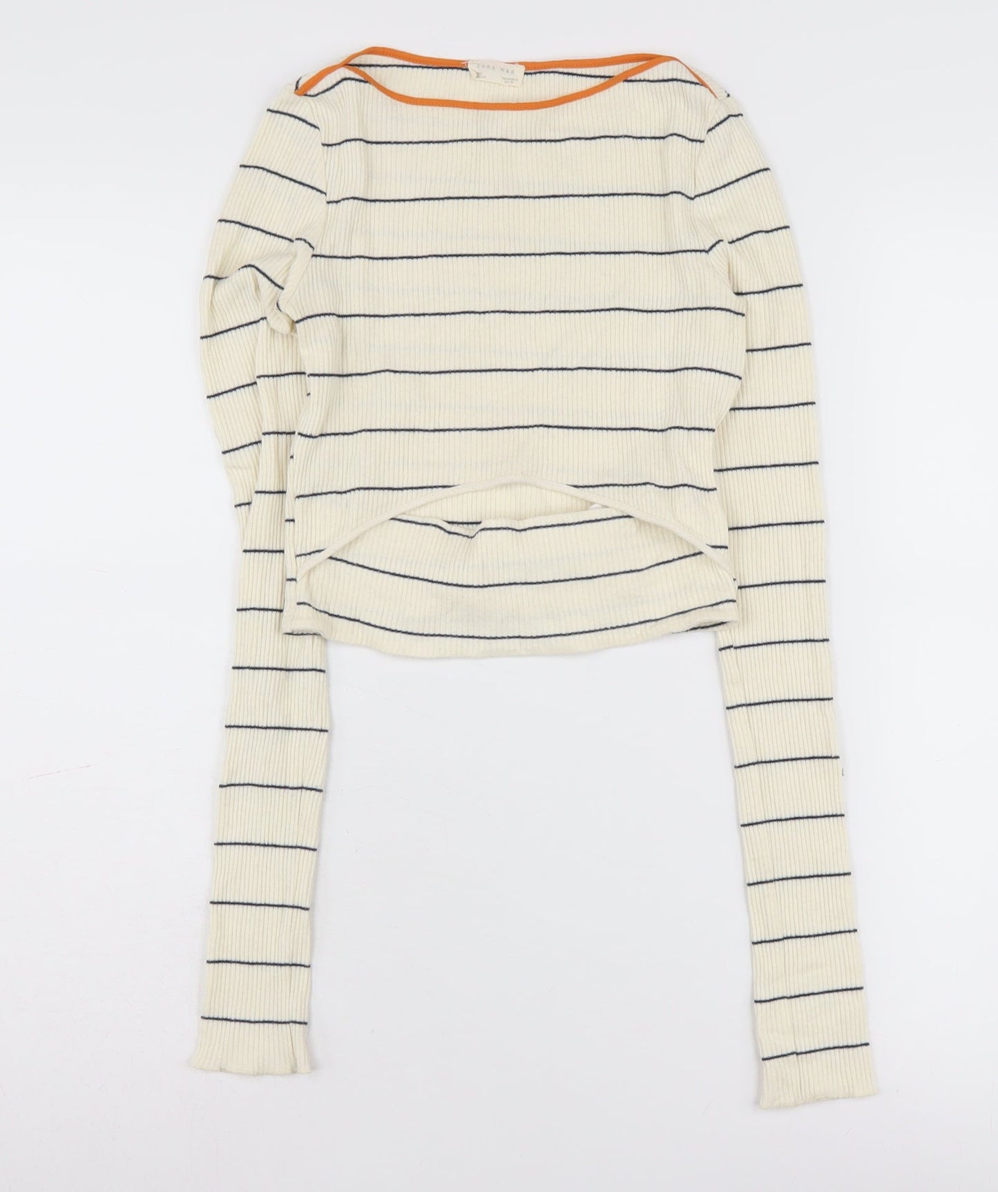 Womens UK Size M Zara Ivory Basic T-Shirt