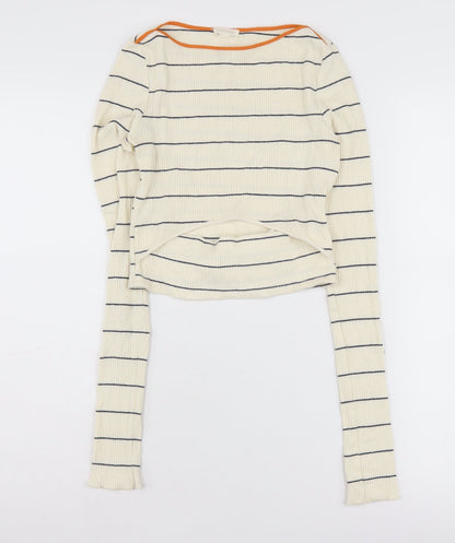 Womens UK Size M Zara Ivory Basic T-Shirt