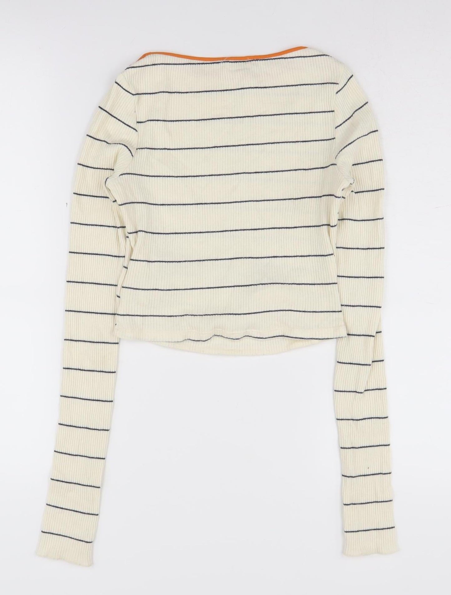 Womens UK Size M Zara Ivory Basic T-Shirt
