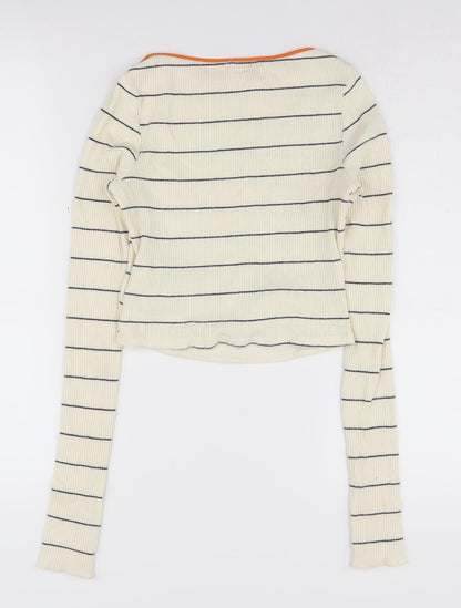 Womens UK Size M Zara Ivory Basic T-Shirt