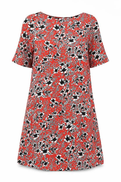 Marks and Spencer Women's Red Floral Shift Dress, Size 10