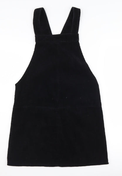 New Look Women's Black Corduroy Pinafore Dress Size 8