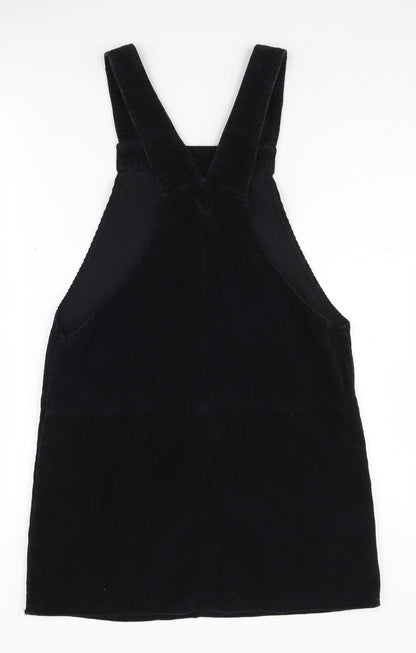 New Look Women's Black Corduroy Pinafore Dress Size 8