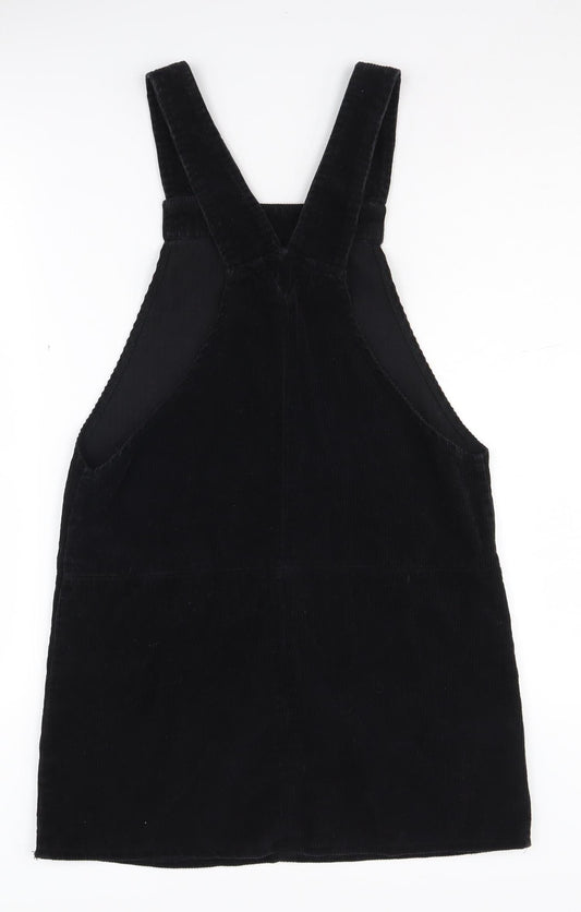 New Look Women's Black Corduroy Pinafore Dress Size 8