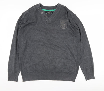 mondaca Men's Grey Henley Jumper XL