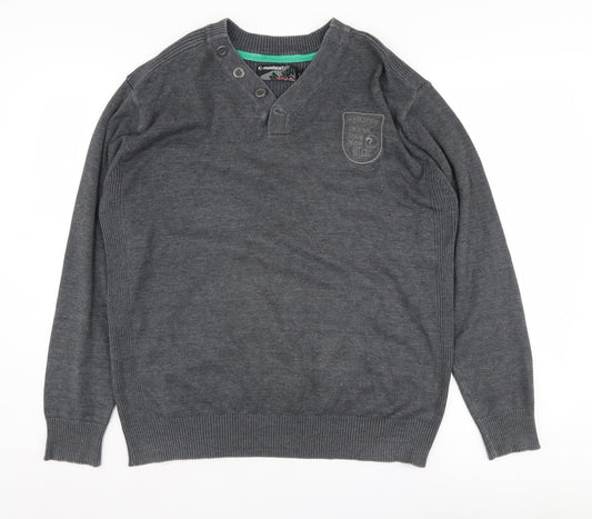 mondaca Men's Grey Henley Jumper XL