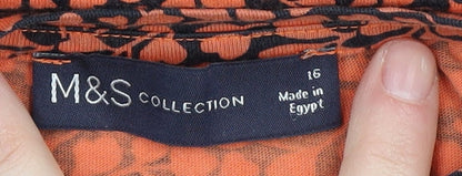 Marks and Spencer Women's Orange Shift Dress Size 16