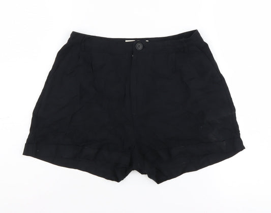 Pull&Bear Women's Black Chino Shorts, Size 8, Relaxed Fit