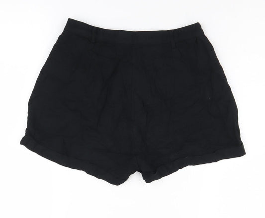 Pull&Bear Women's Black Chino Shorts, Size 8, Relaxed Fit