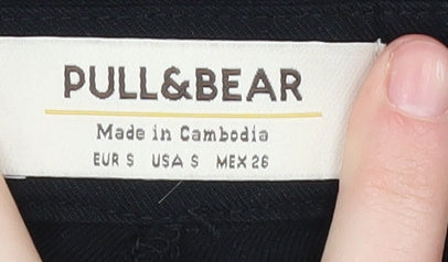 Pull&Bear Women's Black Chino Shorts, Size 8, Relaxed Fit