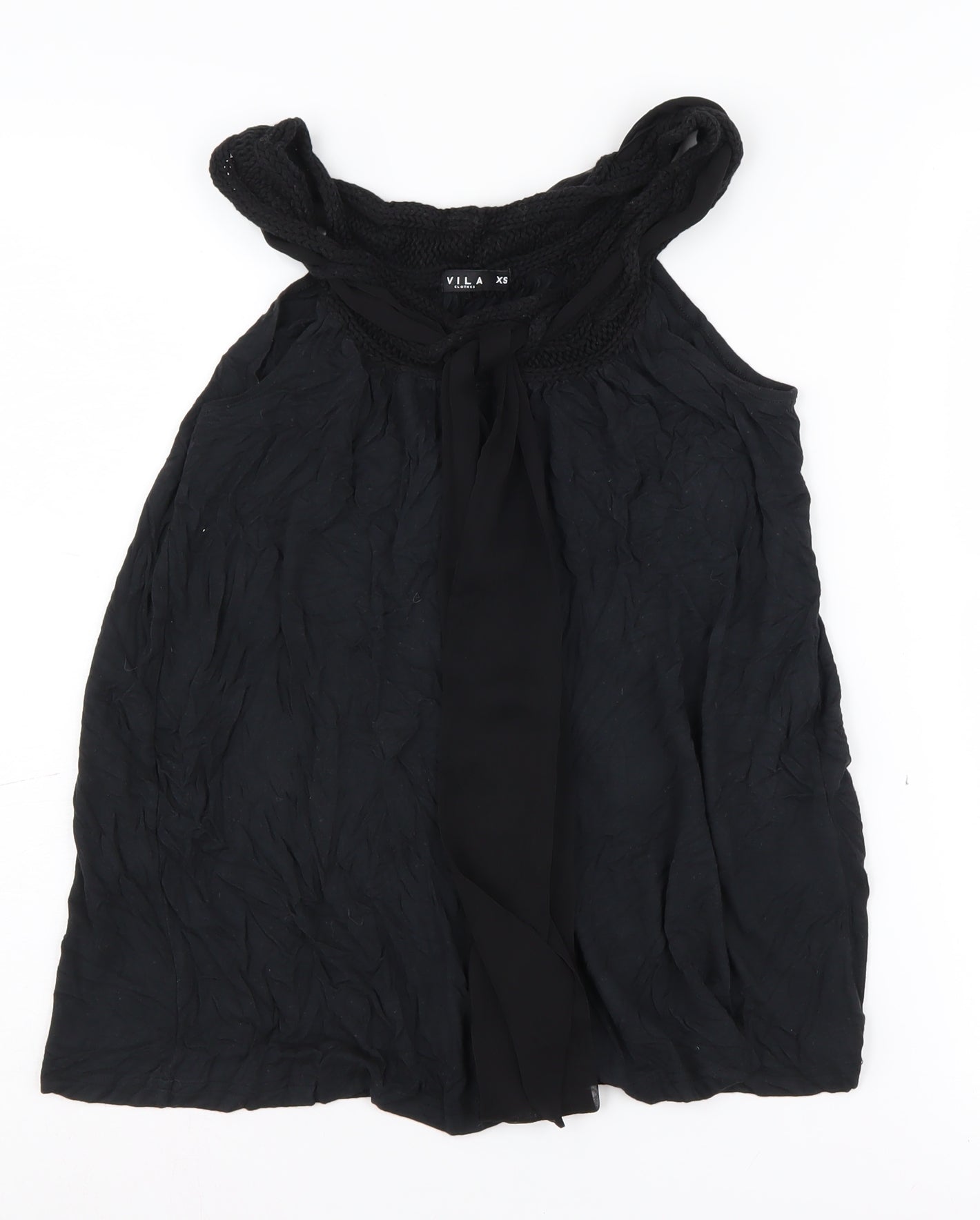 Womens UK Size XS VILA Black Basic Blouse