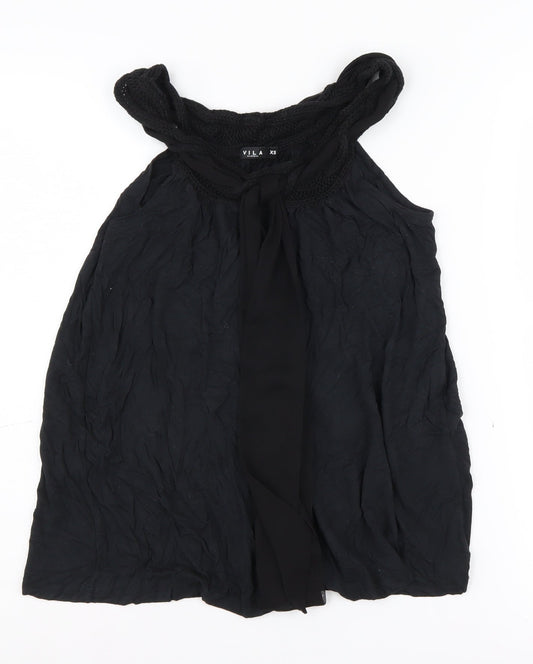 Womens UK Size XS VILA Black Basic Blouse