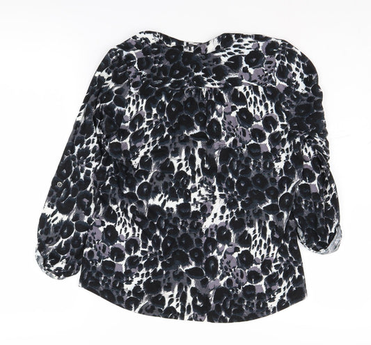 BHS Women's Black Animal Print Blouse Size 16