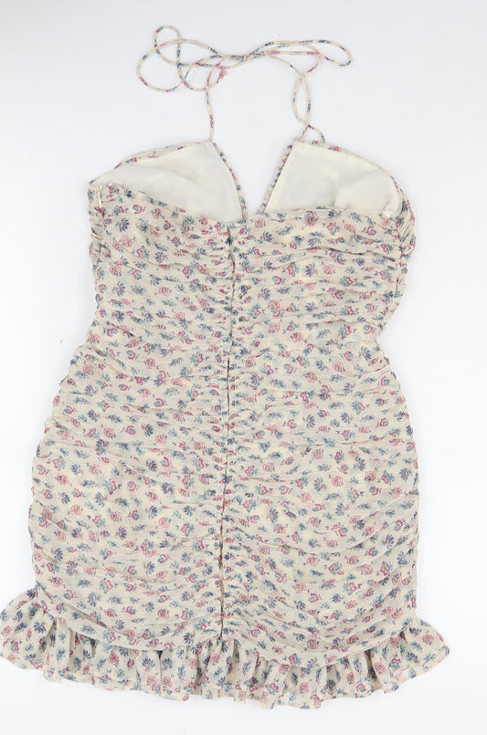 Zara Women's Multicoloured Floral Halter Slip Dress, Size 8