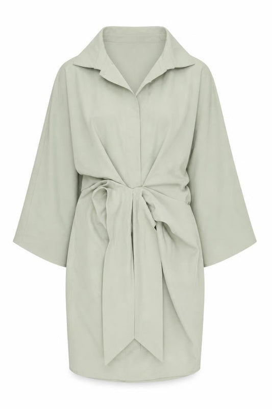 Front view of ASOS DESIGN Green Tall Women's Collared Dress, size 10