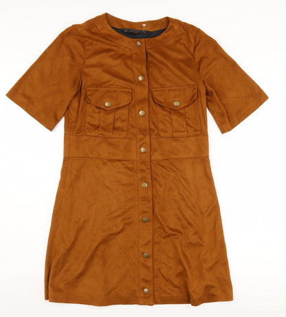 Zara Women’s Brown Button Shift Dress Size M