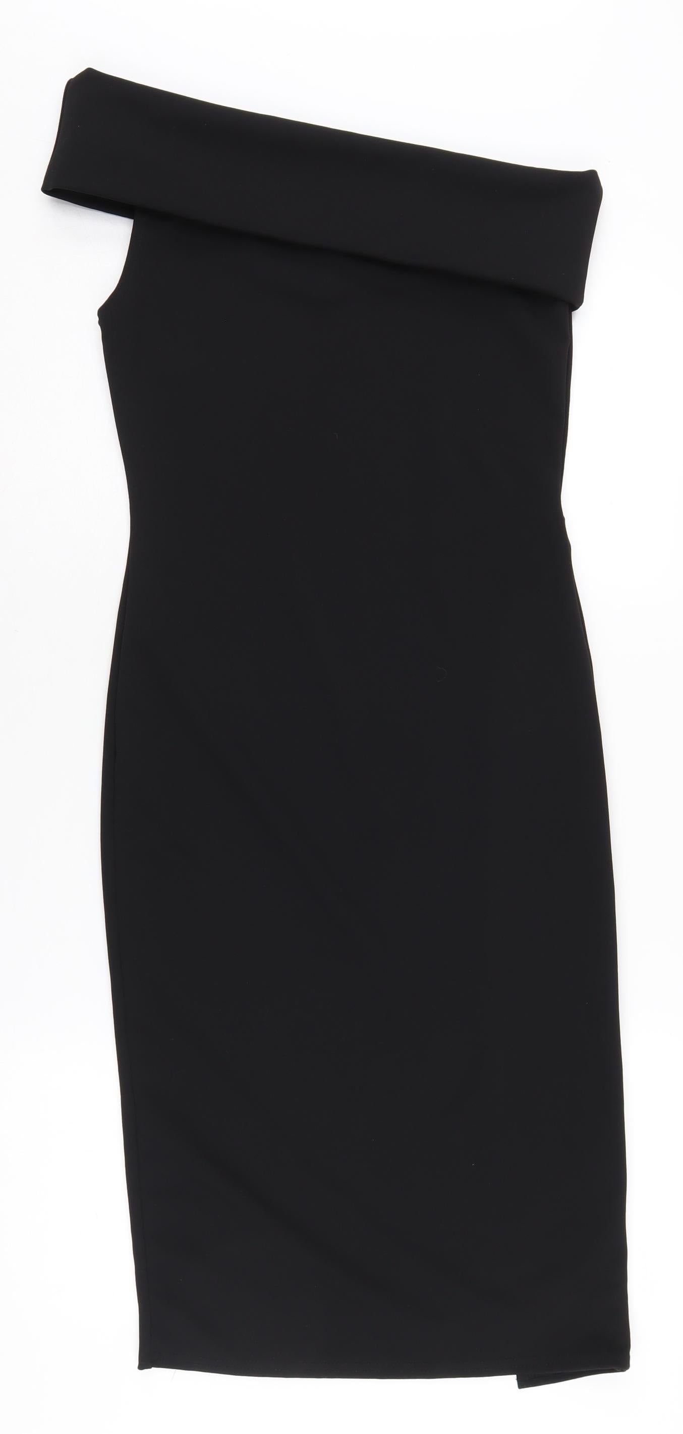 PrettyLittleThing Women's Black Off Shoulder Sheath Dress Size 12