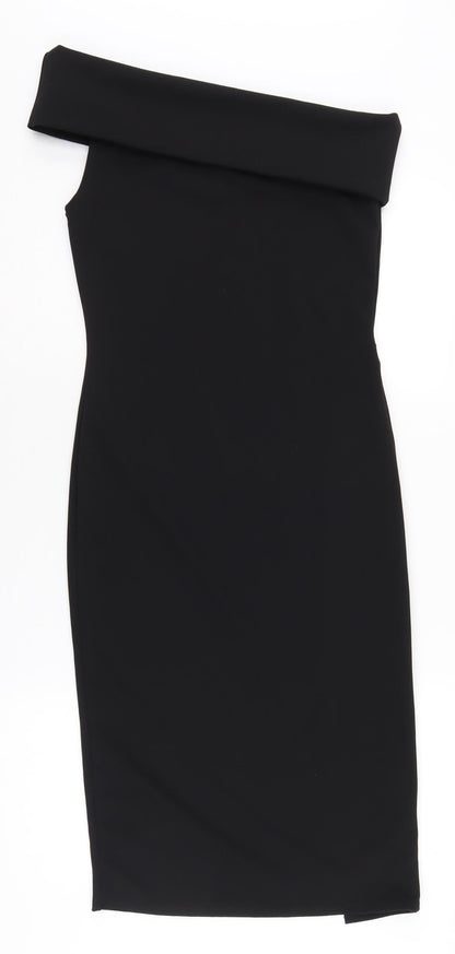 PrettyLittleThing Women's Black Off Shoulder Sheath Dress Size 12