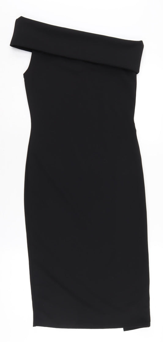PrettyLittleThing Women's Black Off Shoulder Sheath Dress Size 12