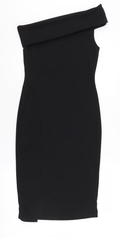 PrettyLittleThing Women's Black Off Shoulder Sheath Dress Size 12