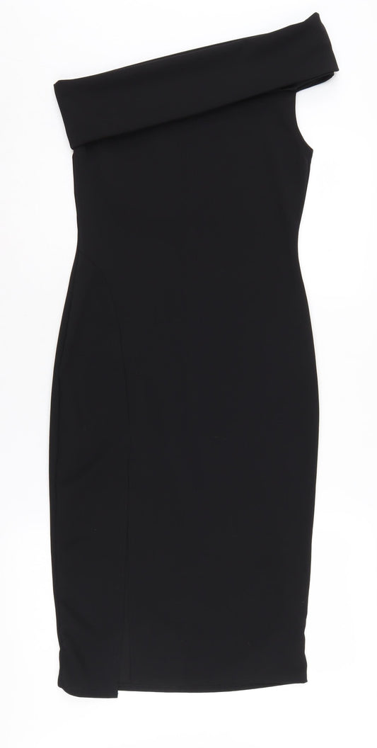 PrettyLittleThing Women's Black Off Shoulder Sheath Dress Size 12