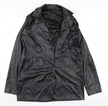 Womens UK Size 10 PRETTYLITTLETHING Black Basic Jacket Blazer