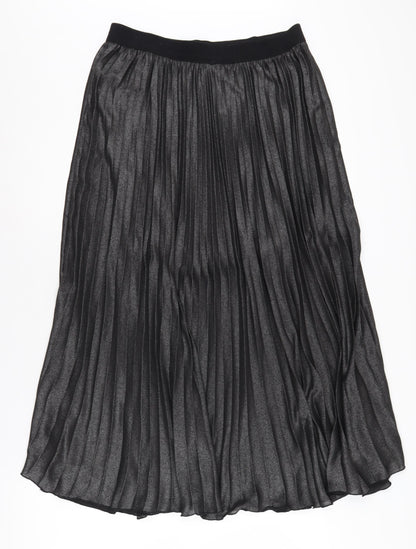 H&M Women's Black Pleated Midi Skirt, Size 14, Polyester