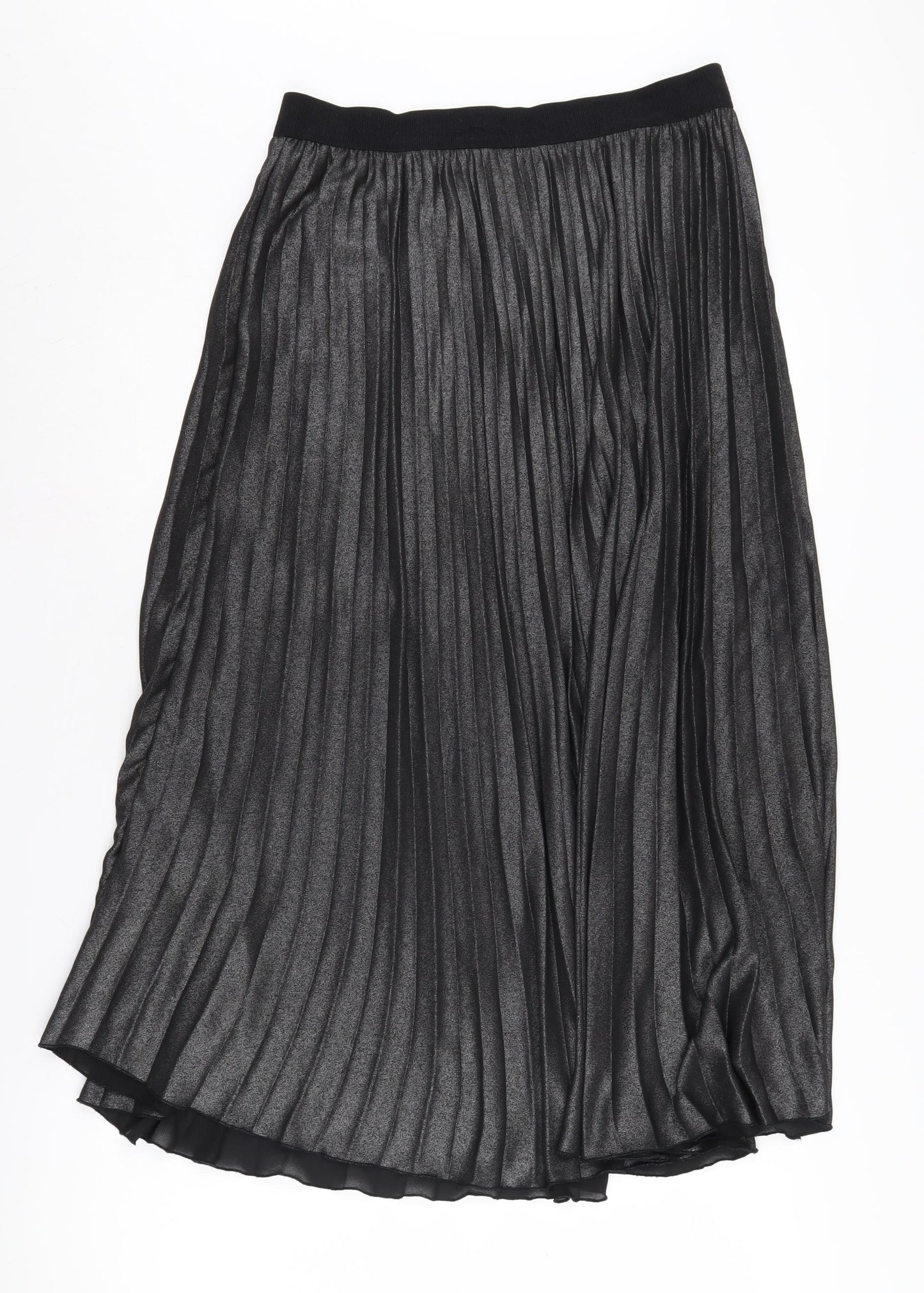 H&M Women's Black Pleated Midi Skirt, Size 14, Polyester