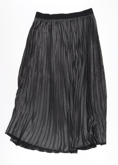 H&M Women's Black Pleated Midi Skirt, Size 14, Polyester