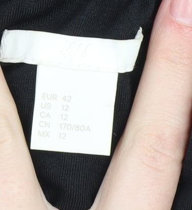 H&M Women's Black Pleated Midi Skirt, Size 14, Polyester