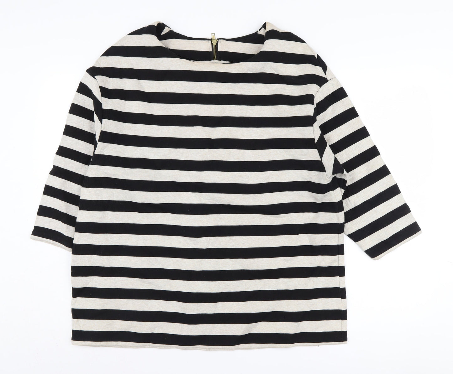 H&M Women's Black Striped Pullover Sweatshirt, Size L