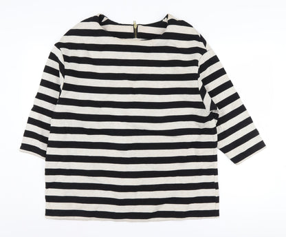 H&M Women's Black Striped Pullover Sweatshirt, Size L